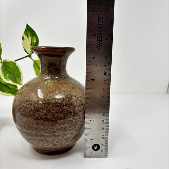 VINTAGE Signed Studio Pottery Glazed Midcentury Stoneware Vase - Picture 6 of 7